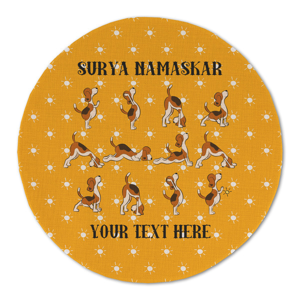 Custom Yoga Dogs Sun Salutations Round Linen Placemat (Personalized)