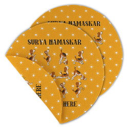 Yoga Dogs Sun Salutations Round Linen Placemat - Double Sided - Set of 4 (Personalized)