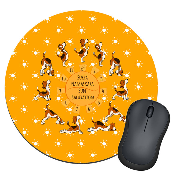 Custom Yoga Dogs Sun Salutations Round Mouse Pad