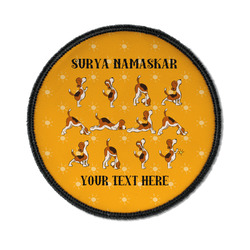 Yoga Dogs Sun Salutations Iron On Round Patch w/ Name or Text