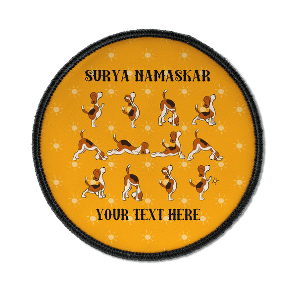 Custom Yoga Dogs Sun Salutations Iron On Round Patch w/ Name or Text