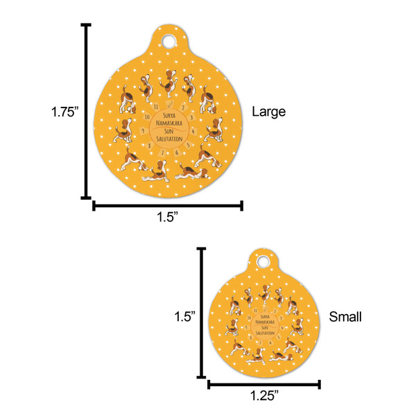 Yoga Dogs Sun Salutations Round Pet ID Tag - Large - Comparison Scale