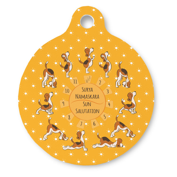 Custom Yoga Dogs Sun Salutations Round Pet ID Tag - Large (Personalized)