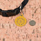 Yoga Dogs Sun Salutations Round Pet ID Tag - Small - In Context