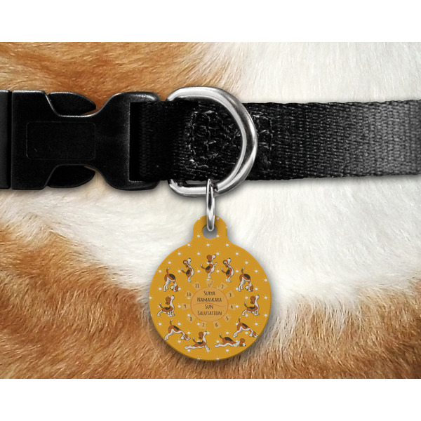 Yoga Dogs Sun Salutations Round Pet Tag on Collar & Dog