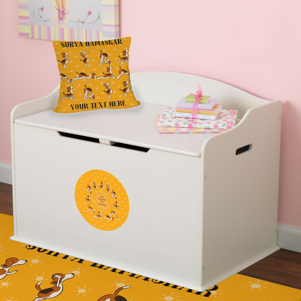 Yoga Dogs Sun Salutations Round Wall Decal on Toy Chest