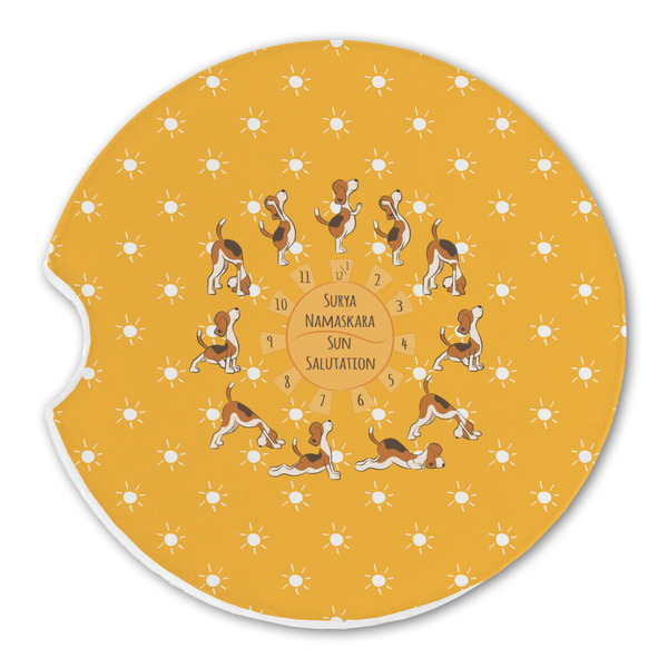 Yoga Dogs Sun Salutations Sandstone Car Coaster - Single