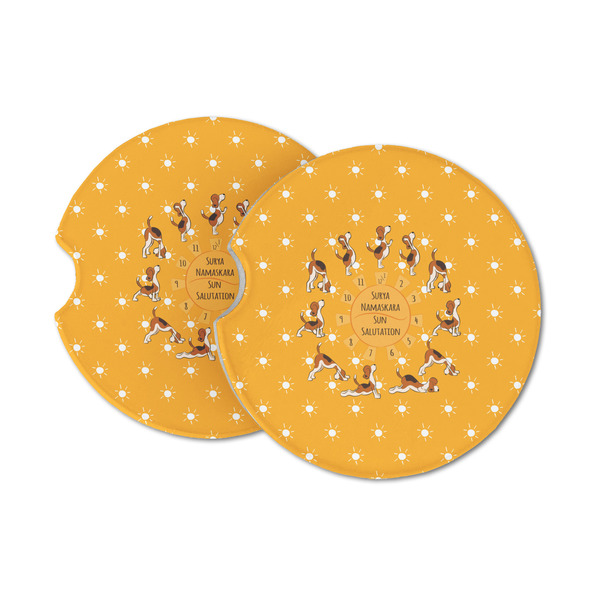 Custom Yoga Dogs Sun Salutations Sandstone Car Coasters