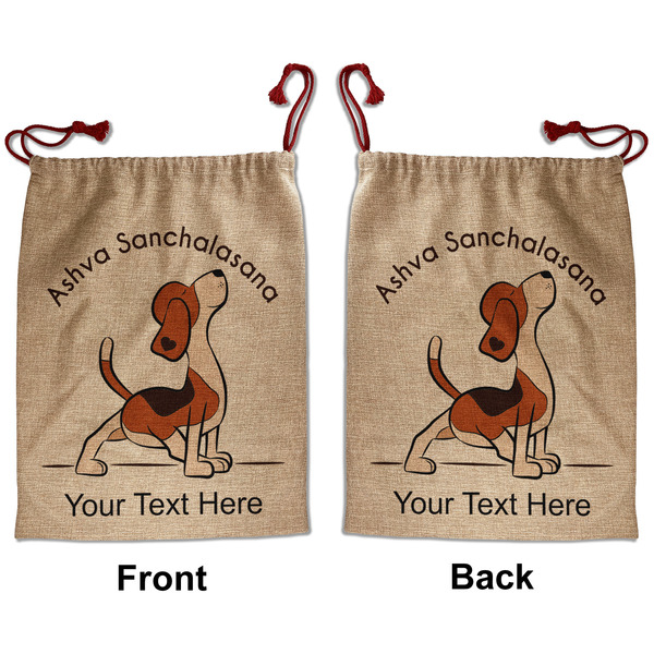 Yoga Dogs Sun Salutations Santa Bag - Front and Back