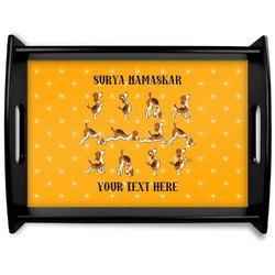 Yoga Dogs Sun Salutations Black Wooden Tray - Large (Personalized)