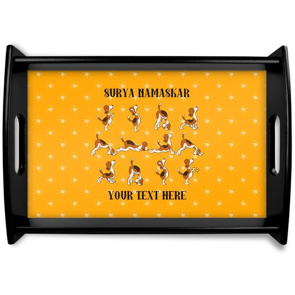 Custom Yoga Dogs Sun Salutations Wooden Tray (Personalized)