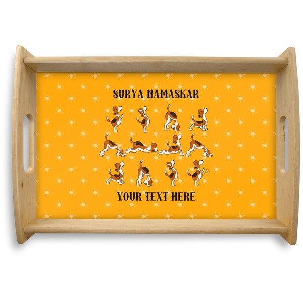Custom Yoga Dogs Sun Salutations Natural Wooden Tray - Small (Personalized)