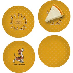 Yoga Dogs Sun Salutations Set of 4 Glass Appetizer / Dessert Plate 8" (Personalized)