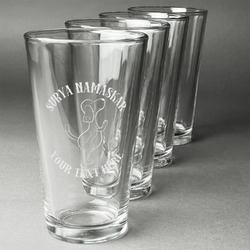 Yoga Dogs Sun Salutations Pint Glasses - Engraved (Set of 4) (Personalized)
