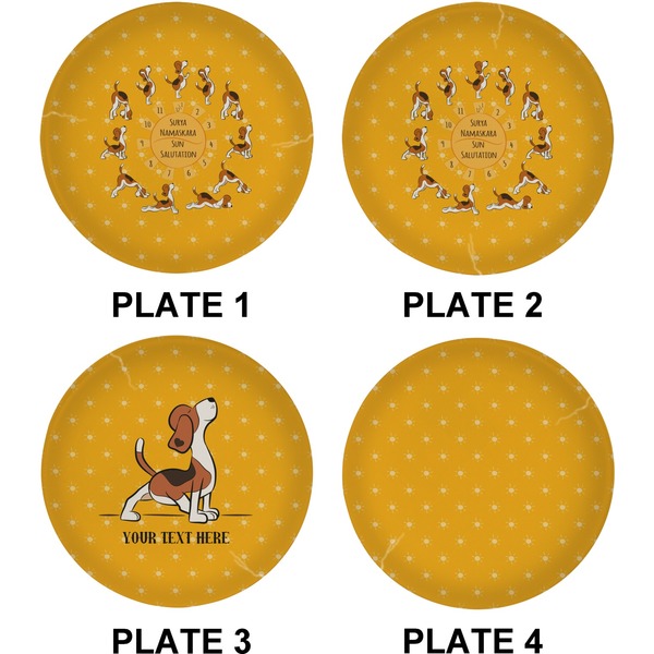 Yoga Dogs Sun Salutations Set of Lunch / Dinner Plates (Approval)