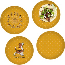 Yoga Dogs Sun Salutations Set of 4 Glass Lunch / Dinner Plate 10" (Personalized)
