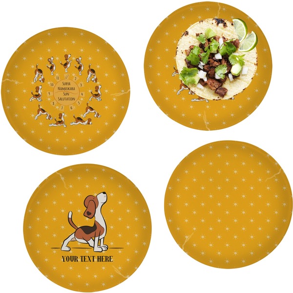 Yoga Dogs Sun Salutations Set of Lunch / Dinner Plates
