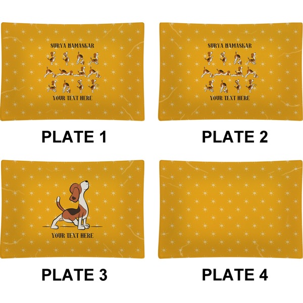 Yoga Dogs Sun Salutations Set of Rectangular Appetizer / Dessert Plates (Approval)
