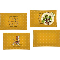 Yoga Dogs Sun Salutations Set of 4 Glass Rectangular Lunch / Dinner Plate (Personalized)