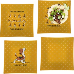 Yoga Dogs Sun Salutations Set of 4 Glass Square Lunch / Dinner Plate 9.5" (Personalized)
