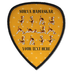 Yoga Dogs Sun Salutations Iron on Shield Patch A w/ Name or Text