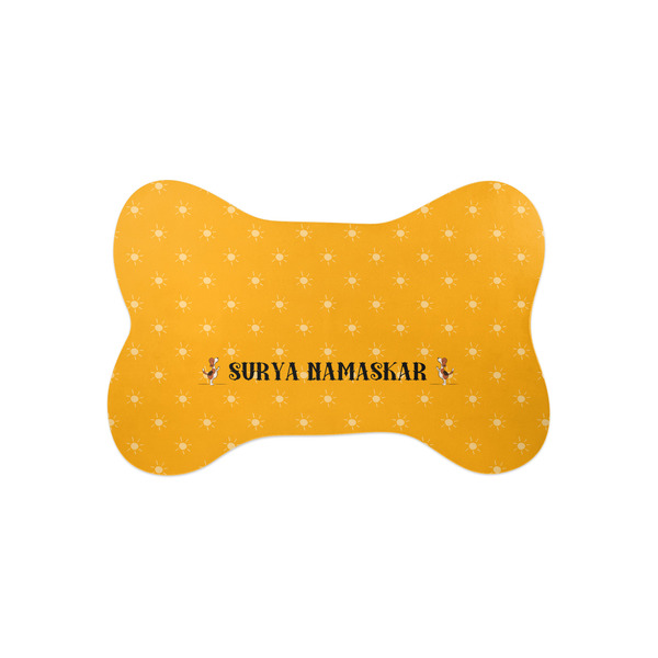 Custom Yoga Dogs Sun Salutations Bone Shaped Dog Food Mat (Small) (Personalized)