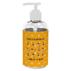 Yoga Dogs Sun Salutations Plastic Soap / Lotion Dispenser (8 oz - Small - White) (Personalized)
