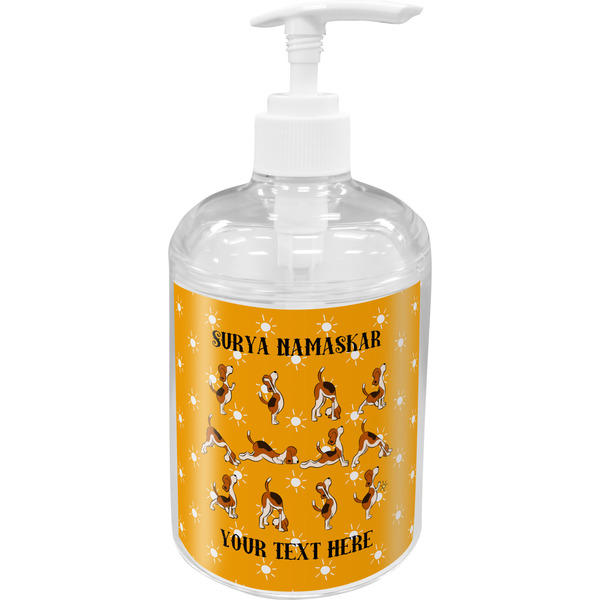 Custom Yoga Dogs Sun Salutations Acrylic Soap & Lotion Bottle (Personalized)