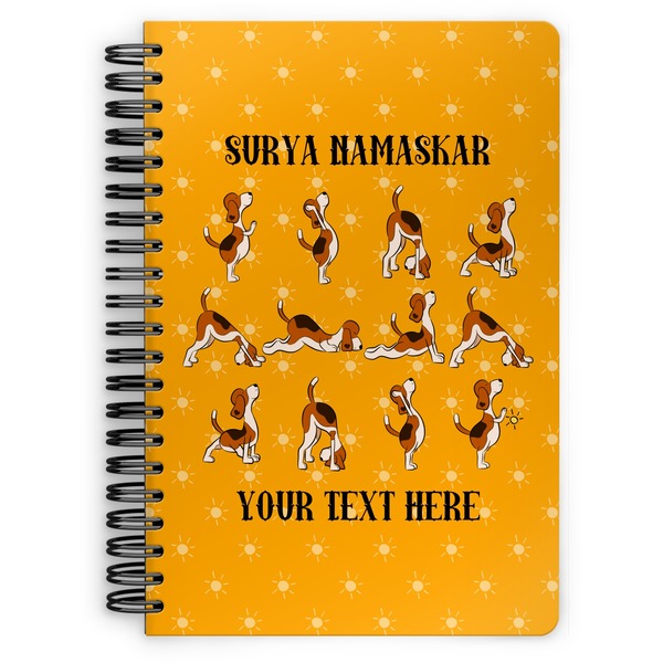 Custom Yoga Dogs Sun Salutations Spiral Notebook - 7x10 w/ Name or Text