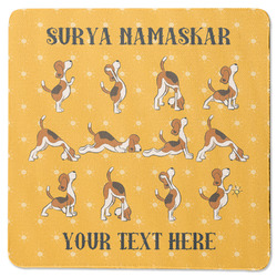 Yoga Dogs Sun Salutations Square Rubber Backed Coaster (Personalized)