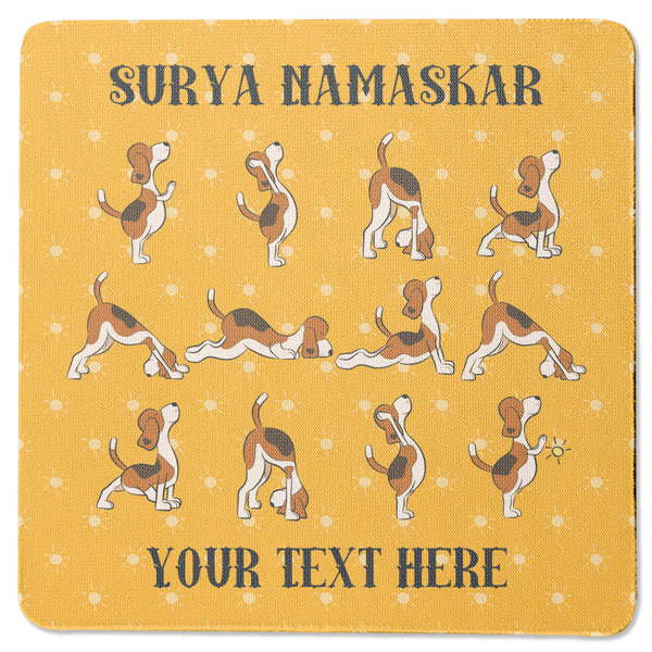 Custom Yoga Dogs Sun Salutations Square Rubber Backed Coaster (Personalized)