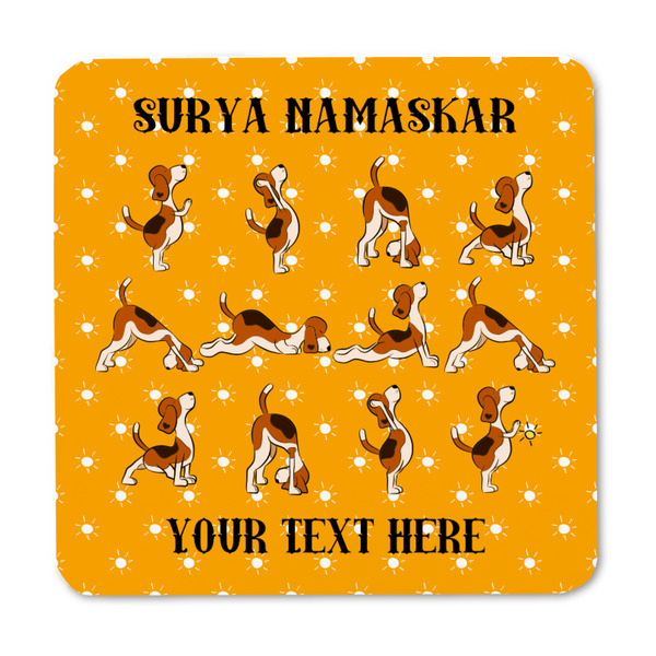 Yoga Dogs Sun Salutations Square Fridge Magnet - FRONT