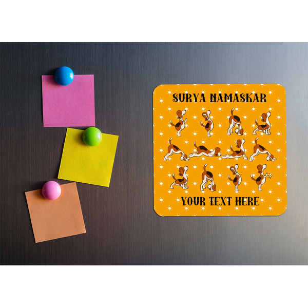Yoga Dogs Sun Salutations Square Fridge Magnet - LIFESTYLE