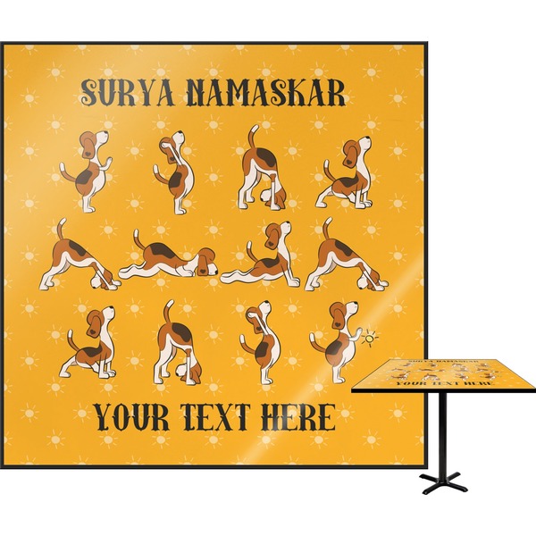 Custom Yoga Dogs Sun Salutations Square Table Top - 24" (Personalized)