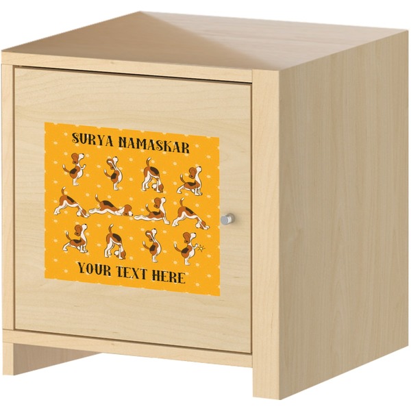 Yoga Dogs Sun Salutations Square Wall Decal on Wooden Cabinet