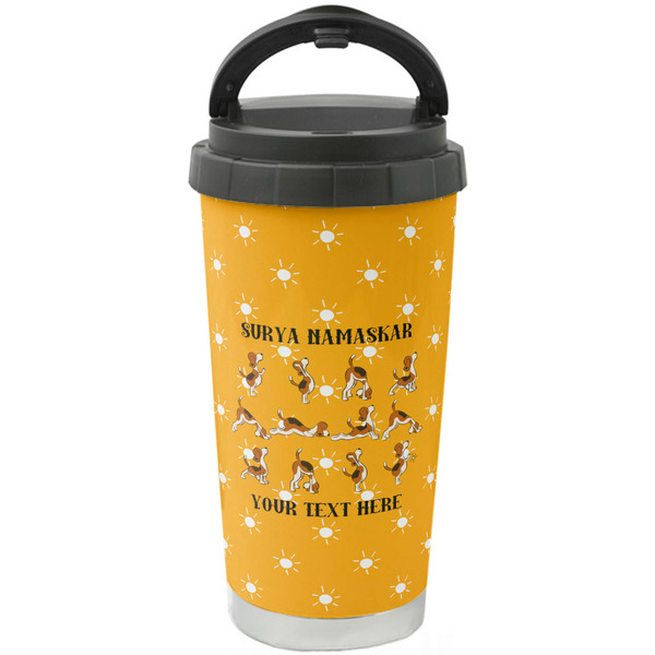 Custom Yoga Dogs Sun Salutations Stainless Steel Coffee Tumbler (Personalized)