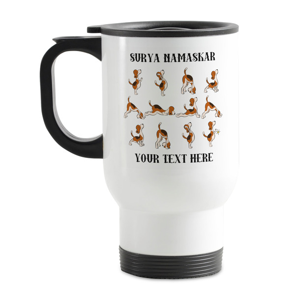 Custom Yoga Dogs Sun Salutations Stainless Steel Travel Mug with Handle