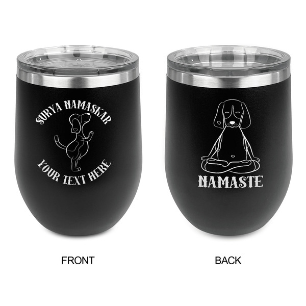 Yoga Dogs Sun Salutations Stainless Wine Tumblers - Black - Double Sided - Approval