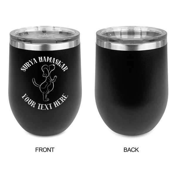 Yoga Dogs Sun Salutations Stainless Wine Tumblers - Black - Single Sided - Approval