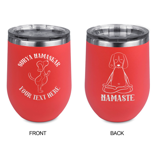Yoga Dogs Sun Salutations Stainless Wine Tumblers - Coral - Double Sided - Approval
