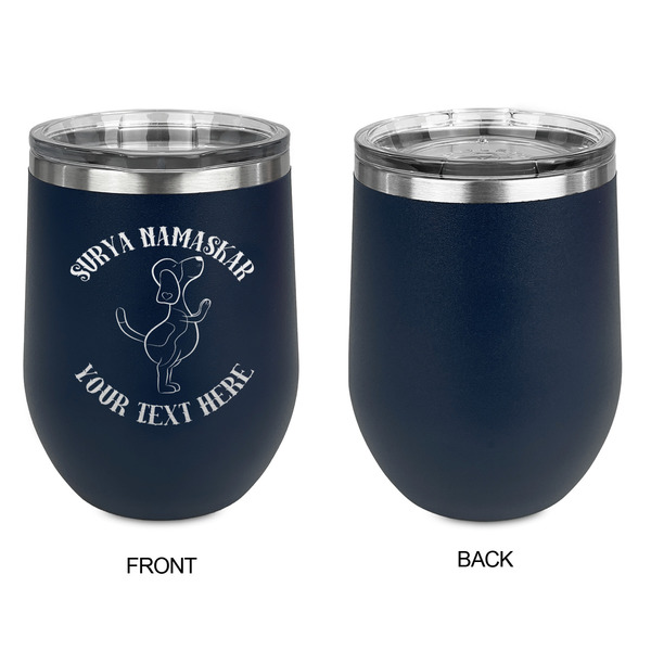 Yoga Dogs Sun Salutations Stainless Wine Tumblers - Navy - Single Sided - Approval