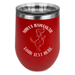 Yoga Dogs Sun Salutations Stemless Stainless Steel Wine Tumbler - Red - Double Sided (Personalized)