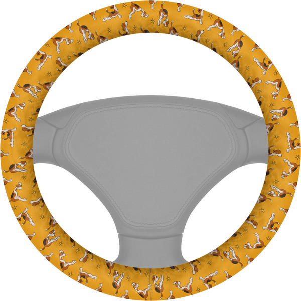 Custom Yoga Dogs Sun Salutations Steering Wheel Cover
