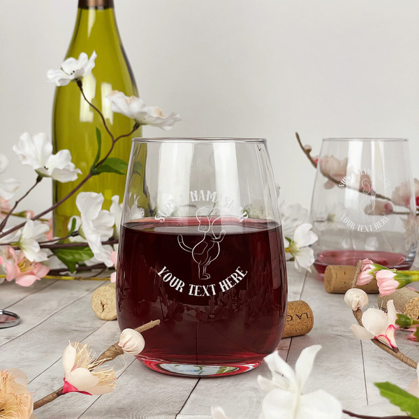 Yoga Dogs Sun Salutations Stemless Wine Glass - In Context