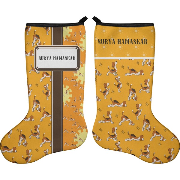 Custom Yoga Dogs Sun Salutations Holiday Stocking - Double-Sided - Neoprene (Personalized)