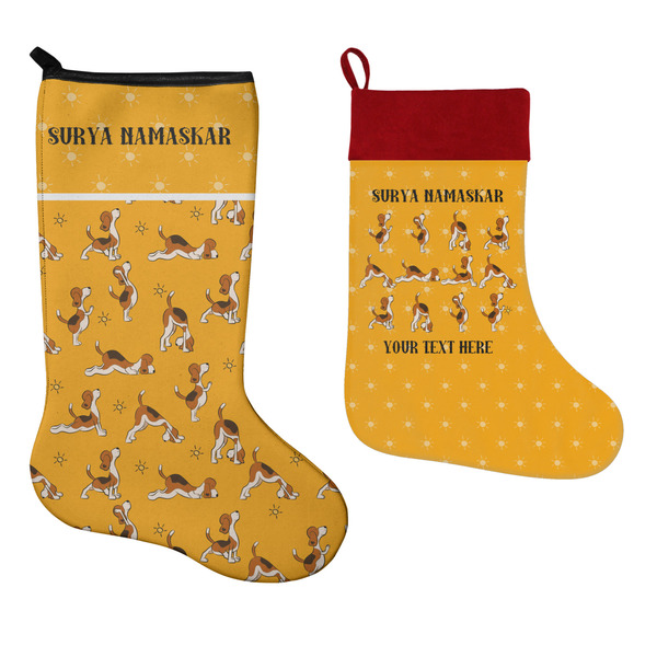 Yoga Dogs Sun Salutations Stockings - Side by Side compare