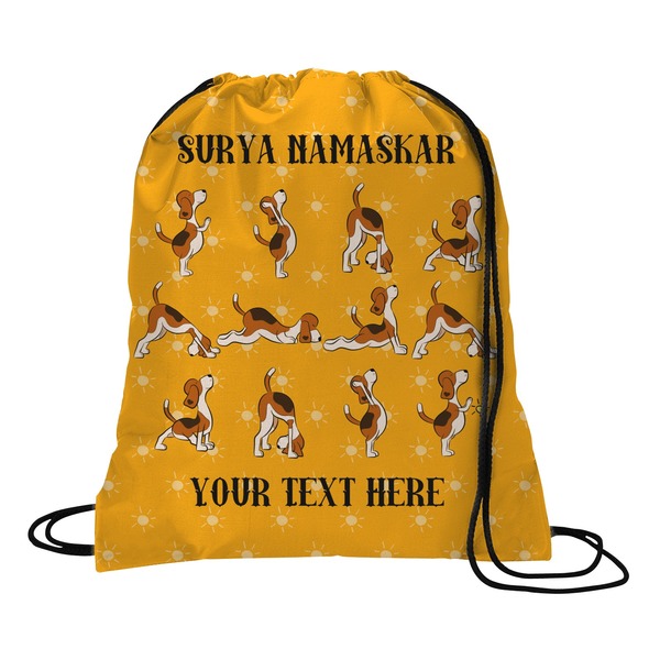 Custom Yoga Dogs Sun Salutations Drawstring Backpack - Large (Personalized)