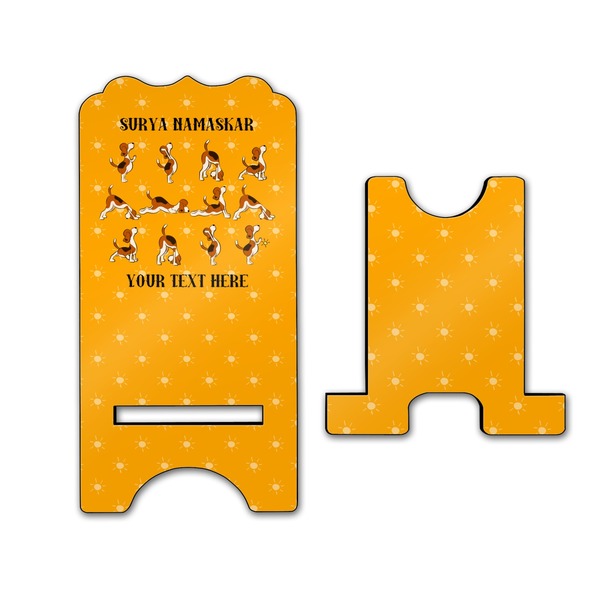 Yoga Dogs Sun Salutations Stylized Phone Stand - Front & Back - Large