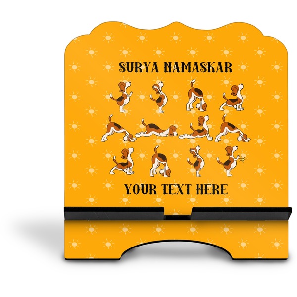 Yoga Dogs Sun Salutations Stylized Tablet Stand - Front without iPad