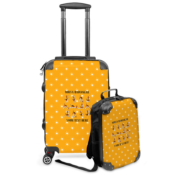 Custom Yoga Dogs Sun Salutations Kids 2-Piece Luggage Set - Suitcase & Backpack (Personalized)